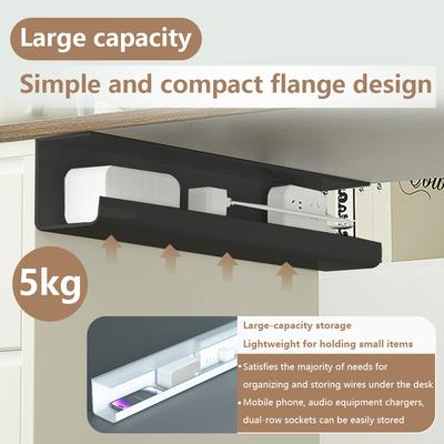 Under Desk Cable Management Tray Self Adhesive Under Desk Cable Shelf Flame Retardant Wire Management Rack for Charging Cable