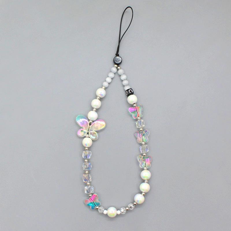 Lanț de telefon DIY la modă, anti-pierdere, cu mărgele emailate curcubeu – Stil popular pe internet