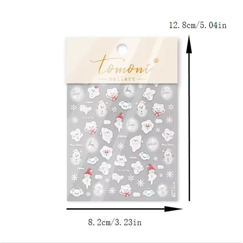 Cute Christmas Style Bow Snowflake Snowman Christmas Tree Nail Art Stickers Girly Nail Art Print Stickers Women Nail Decor Gifts