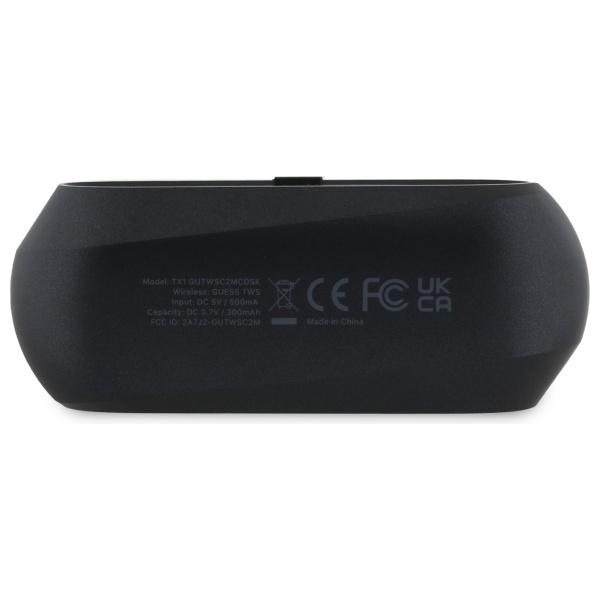 Guess Słuchawki Bluetooth Gutwsc2Mcdsk   Tws + Stacja Dokująca Czarny/Black Elongated Metalic Printed Logo