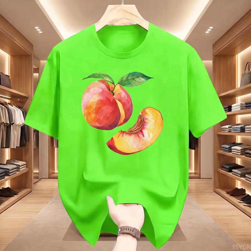 Whole Peach and Slice Unisex Sports Short Sleeve TShirt Summer Short Sleeved Harajuku Streetwear Tops Tees Aesthetic Clothes