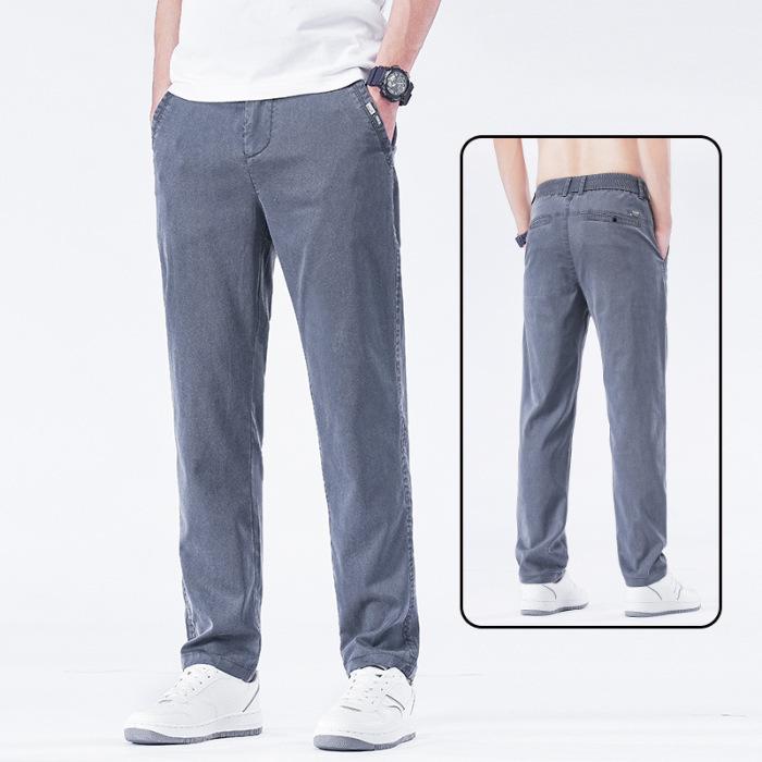 Business casual pants men's summer new Tencel Lyocell loose straight anti-wrinkle casual thin trousers men
