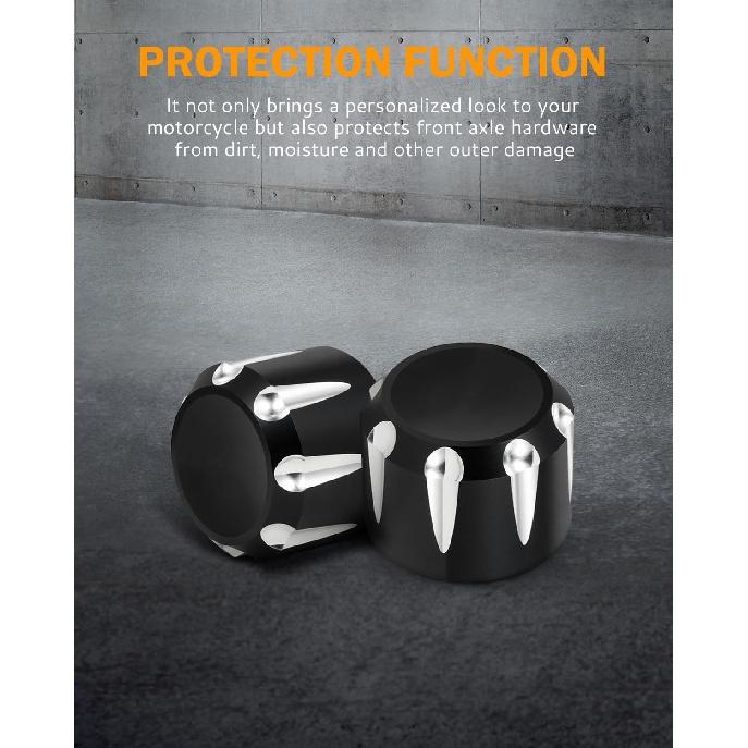 PBYMT Black Front Axle Nut Cover Cap CNC Aluminum Compatible For Harley Davidson Touring Road King Street Glide Electra Glide Softail Sportster Iron