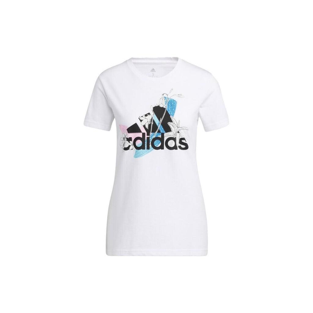 Adidas Logo Print Breathable Round Neck Short Sleeve T-Shirt Women T-Shirts White GN9151