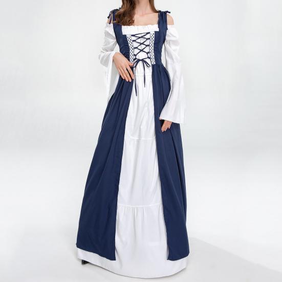 Halloween Dress Maxi Square Neck Royal Vintage Tight Waist Cosplay Dress for Party