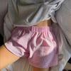 Moda Pinstripe Patchwork Shorts Feminino Vintage Médio Stretch Shorts Feminino Casual Calças de Pijama