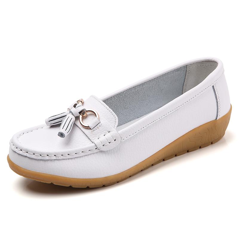 Women's spring and summer new 35-44 sandals, mom's genuine leather shoes, breathable and anti-slip casual loafers