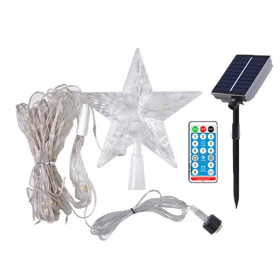 9X3M Outdoor Solar Christmas Tree Waterfall String Lights 288 LED Solar Tree Topper Star String Light Solar Waterfall Tree Light