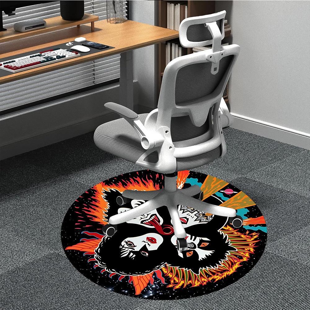 1pc KISS Band Office Round Area Rug, Under Office Chairs Bedroom Living Room Home Decor  a1016306