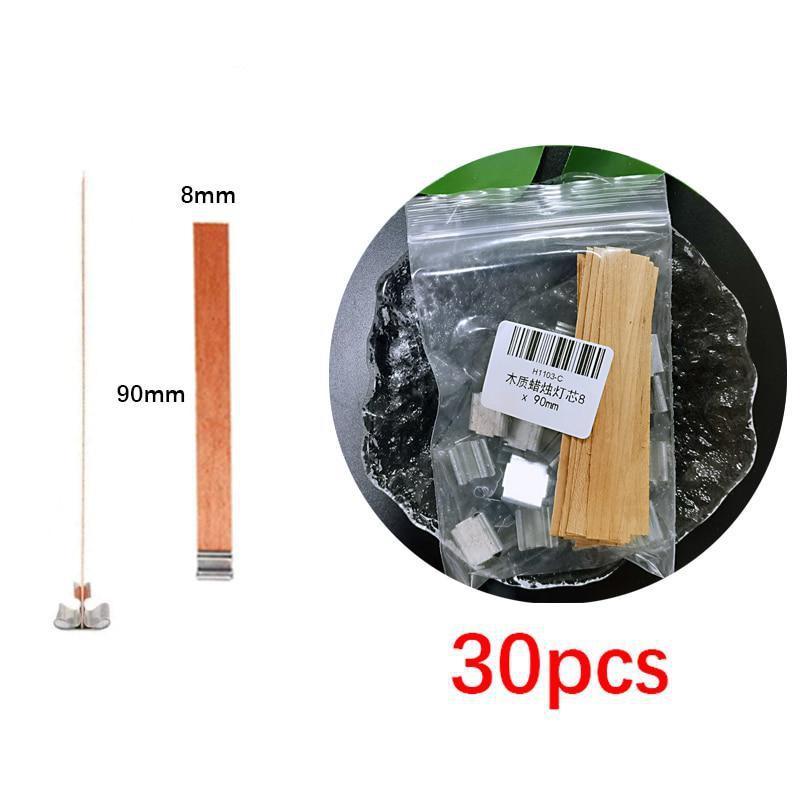 30 Pcs Candles Making Supplies Kit DIY Wooden Wicks Cores with Iron Base