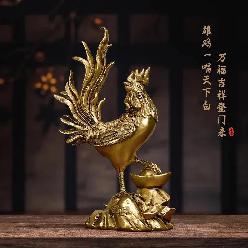 Golden Rooster Annunciation Decor Fu Chicken Rooster Statue Resin Ornaments for Crafts Living Room Desktop Office Gifts Rooster
