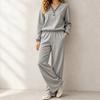 Women's Casual Loose Long Sleeve Top and Wide Leg Pants Two-Piece Set for Daily Wear