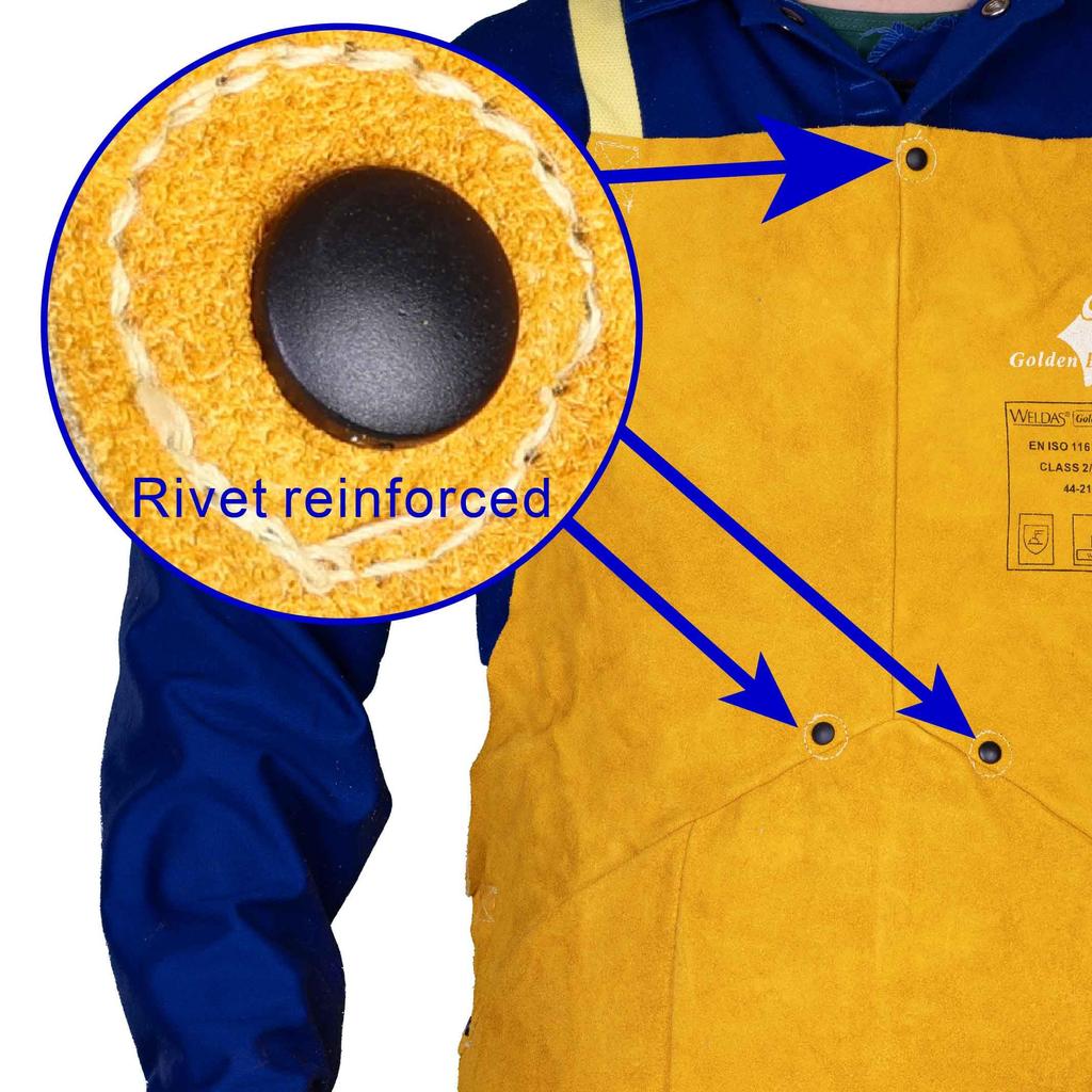 [Weldas] Golden Brown™ Leather Welding Bib Apron with Unique Self-Balanced Strap System, Golden Brown, 91cm Length, 60cm Width.