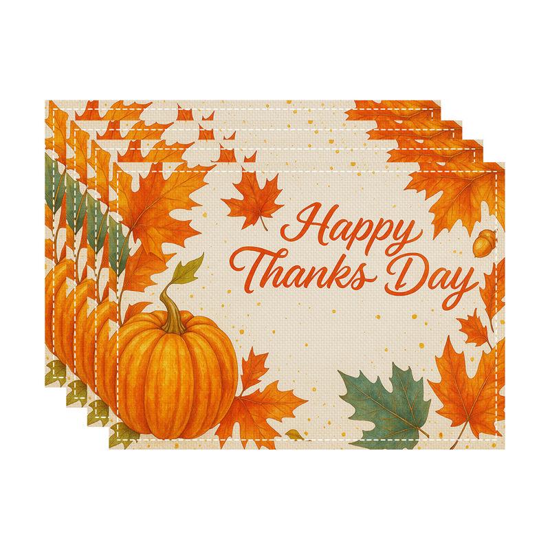 Autumn Thanksgiving Pumpkin & Maple Leaf Table Mat - Heat-Resistant Party Decor Coaster