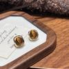 Maillard Retro Hong Kong Style Geometric Tiger's Eye Stone Stud Earrings Women's Small Exquisite Explosion High-end Earrings Earrings