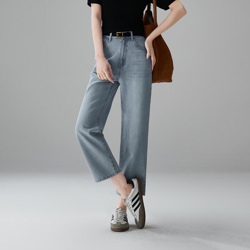 SOFSIL 2026 Spring High-Waist Straight Cropped Jeans