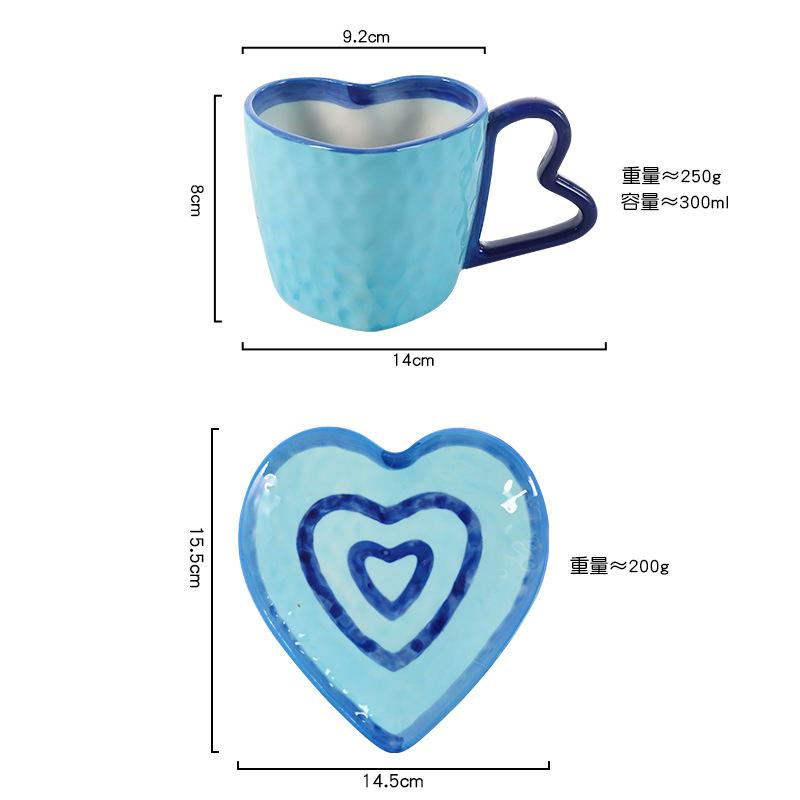 Creative 300ml Hearts Ceramic Coffee Mug Love Handle Couple Mug Afternoon Tea Dessert Tea Cup Drinkware Office Mug Home Decor