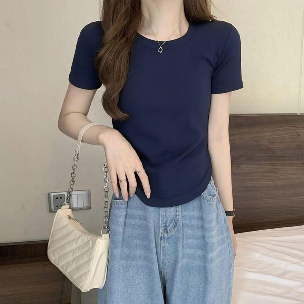 Women's 2026 Spring/Summer Loose Fit Pure Cotton Short Sleeve Round Neck T-shirt