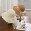 French Lace Ribbon Sun Hat With Wide Brim For Summer Beach Vacation Girls