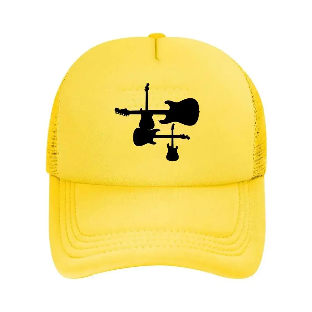Guitar Silhouette Music  Inspired Instrument Art Design Mesh Baseball Cap