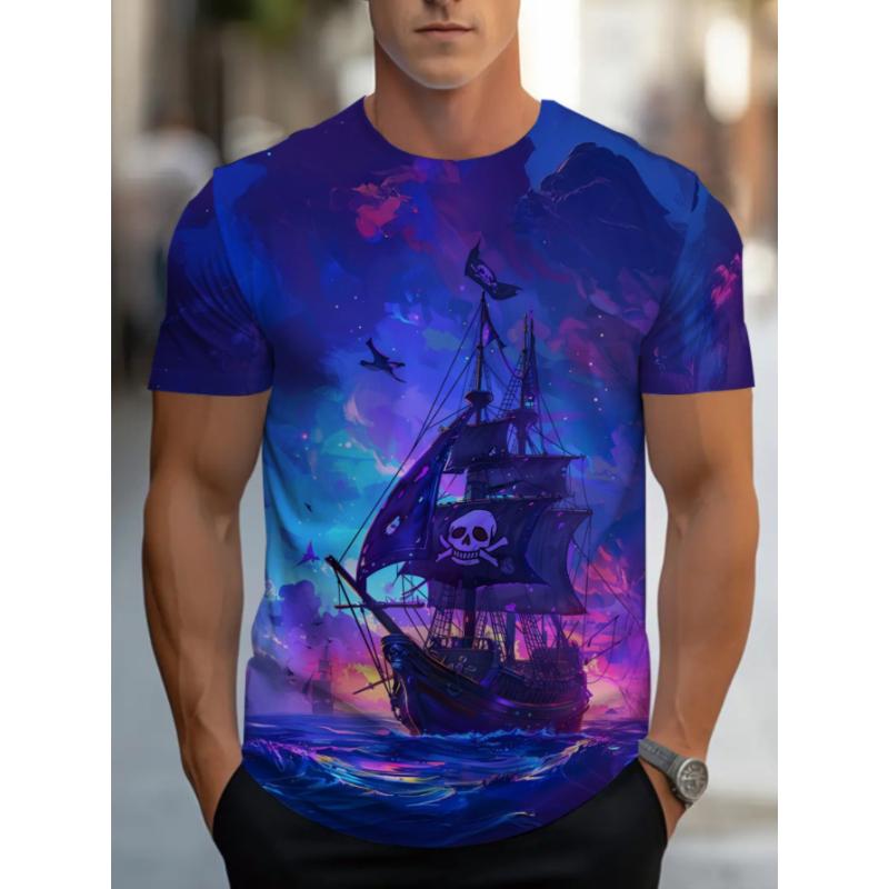 T-shirt da uomo a maniche corte con girocollo e stampa 3D, taglie forti, T-shirt casual estiva