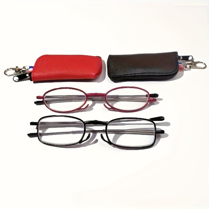 2PCS Portable Reading Glasses Square Design Foldable Portable Storage Bag for Both Men and Women +1.0 To+4.0 Times Larger
