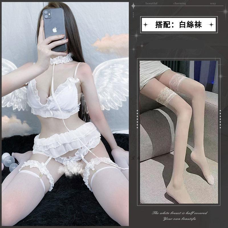 Sexy underwear, sexy three-point suspenders, lace, transparent bra, bow open crotch