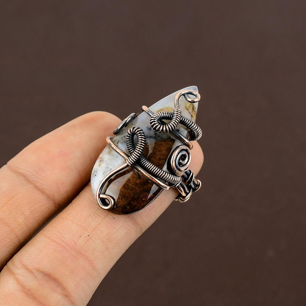 Císařský jaspis Ručně vyráběný šperk s měděným drátem Velikost prstenu 6,5 J7s91