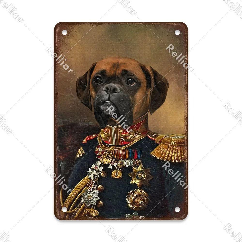 Metal Sign Gentleman Dog Wall Decor, Vintage Tin Plate for Living Room 20x30 cm