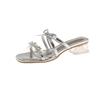 Niche high-end rhinestone cool slippers fairy shoes outer wear temperament high-heeled sandals