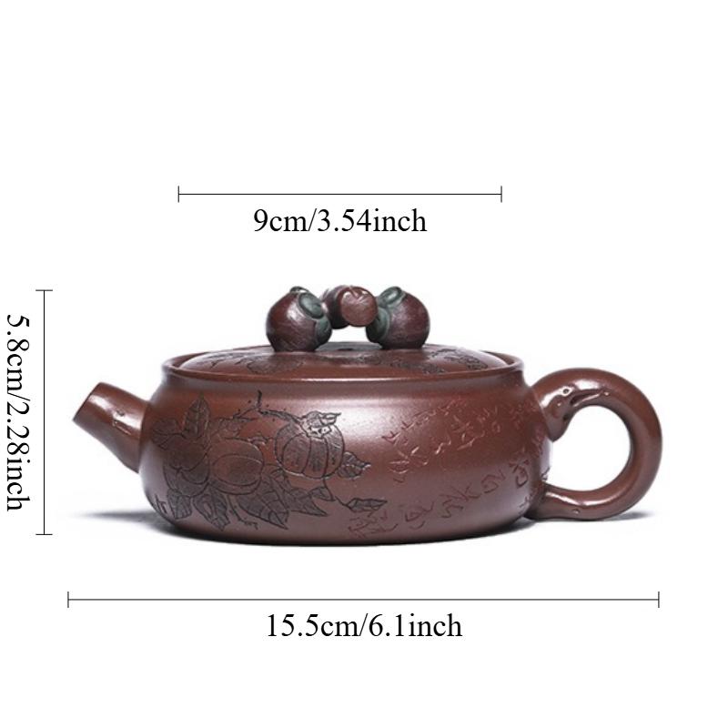 

200ml Persimmon and Ruyi Purple Clay Pot Yixing Bottom Trough Green Teapot Chinese Style Household Large Capacity Teapot