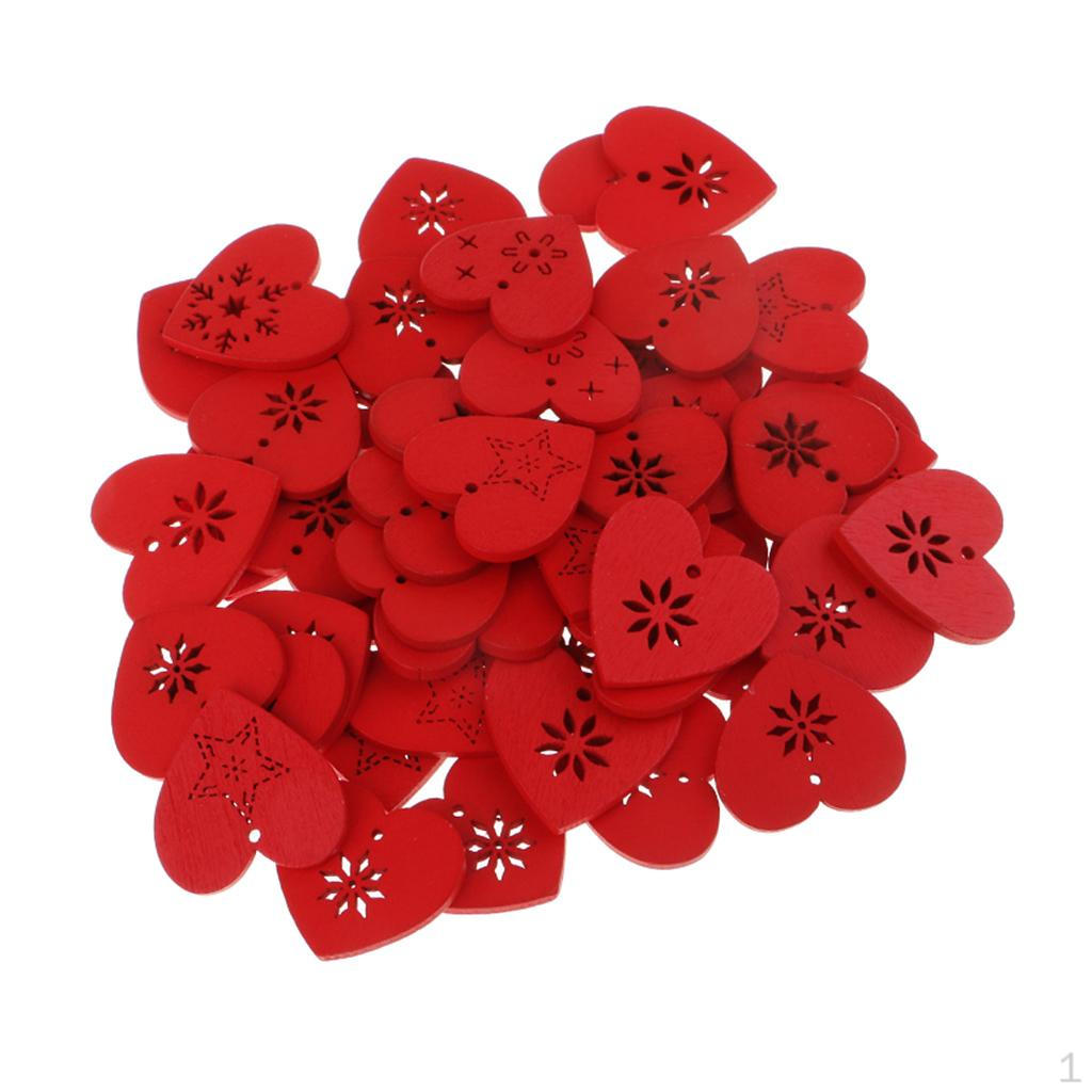 50 Piece Heart Shape Engraving Wooden Christmas Party Ornament Gift Tags Label Embellishments