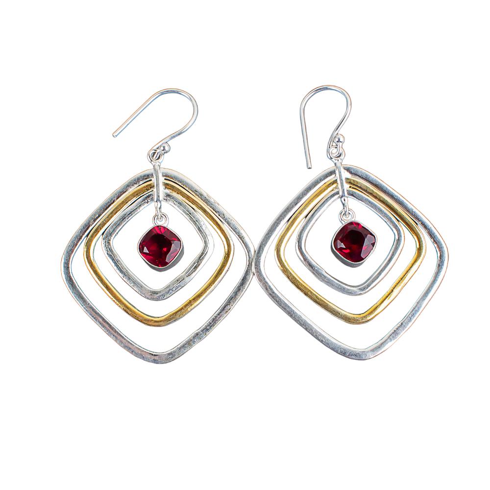 Pink Rubellite Gemstone 925 Sterling Silver Handmade Jewelry Hook Earrings2.44" EE-70-3