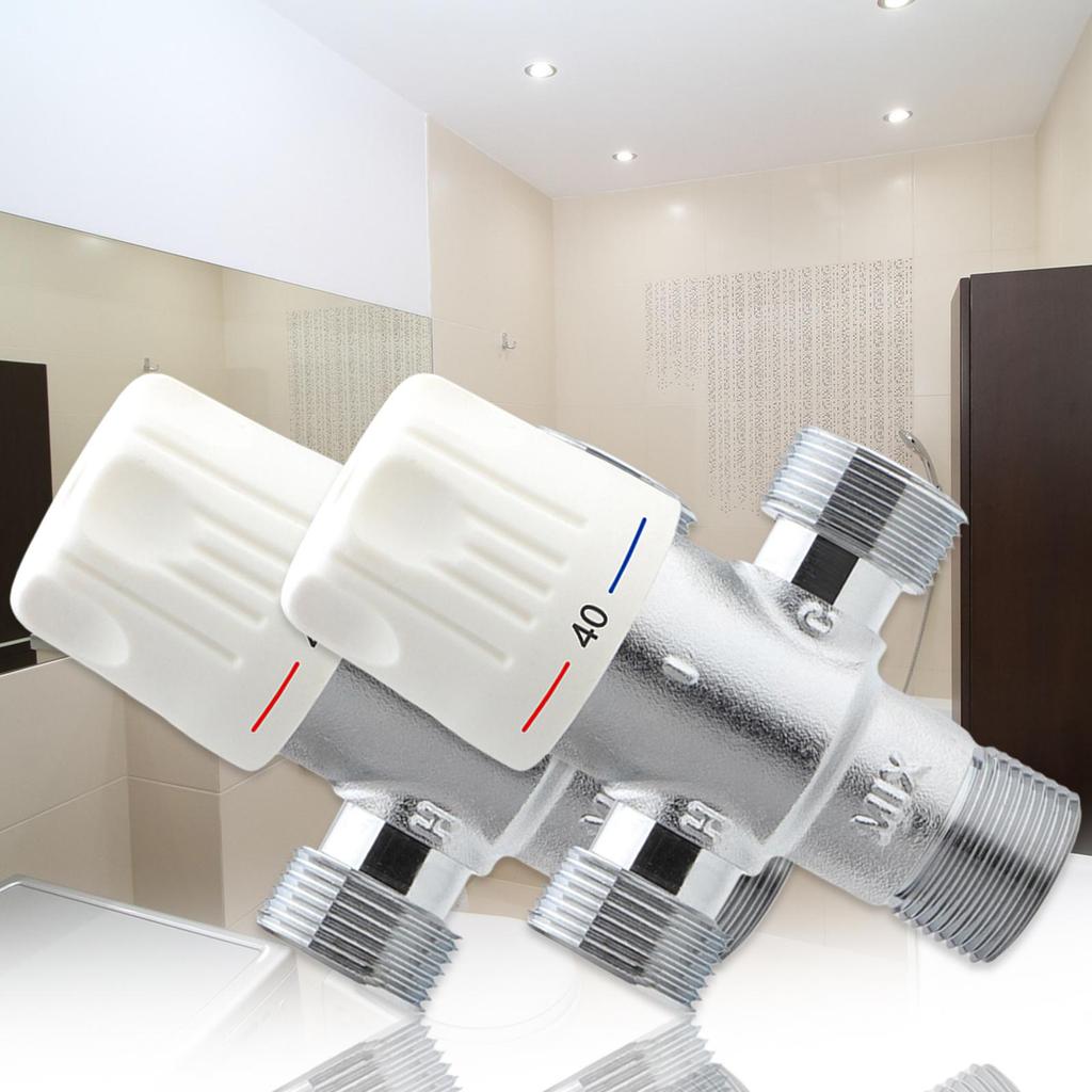 Brass Pipe Thermostatic Mixing Valve Shower Faucet Water Heating Thermostat Tap