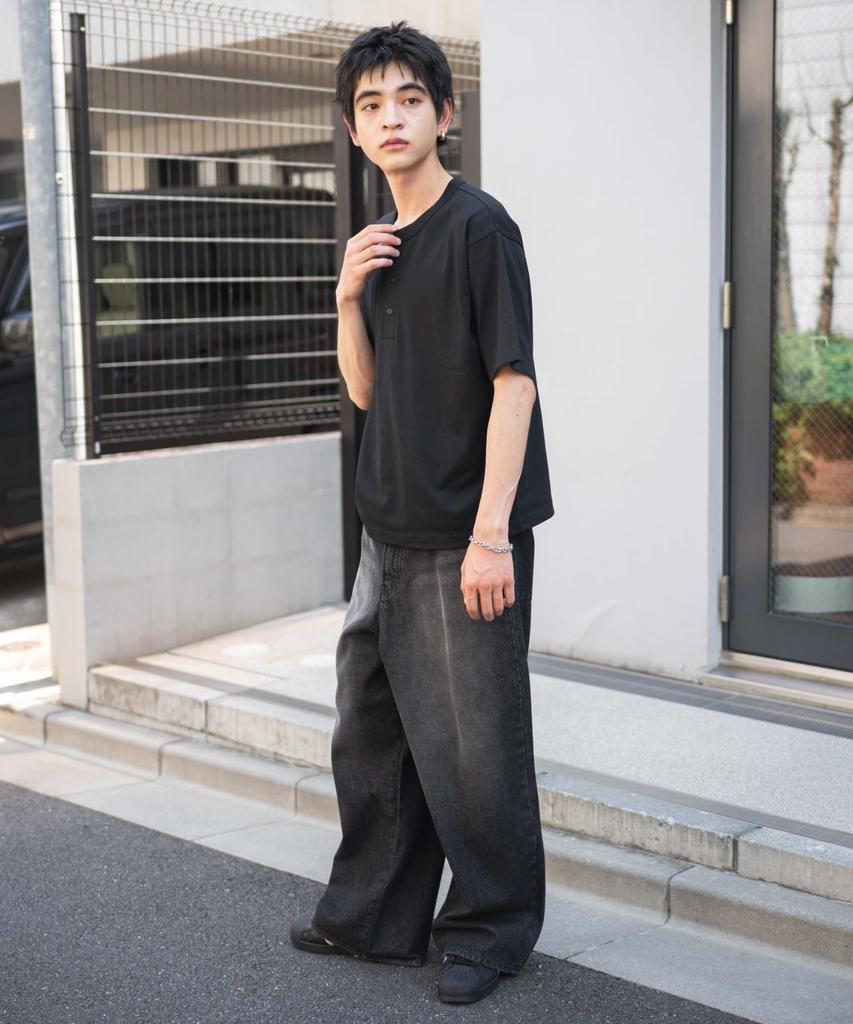 WEGO Relaxed Fit Henley Neck Short Sleeve Solid Summer Size Black Men's T-Shirt, Color, Clothing, Gift, L,