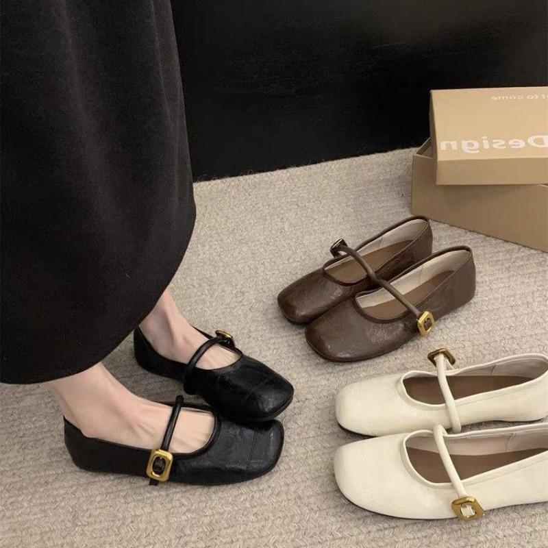 Fashion Soft-soled Mary Jane Shoes Round Head Shallow Mouth 2025 Spring New All-in-one Flat Women's Shoes with A Line