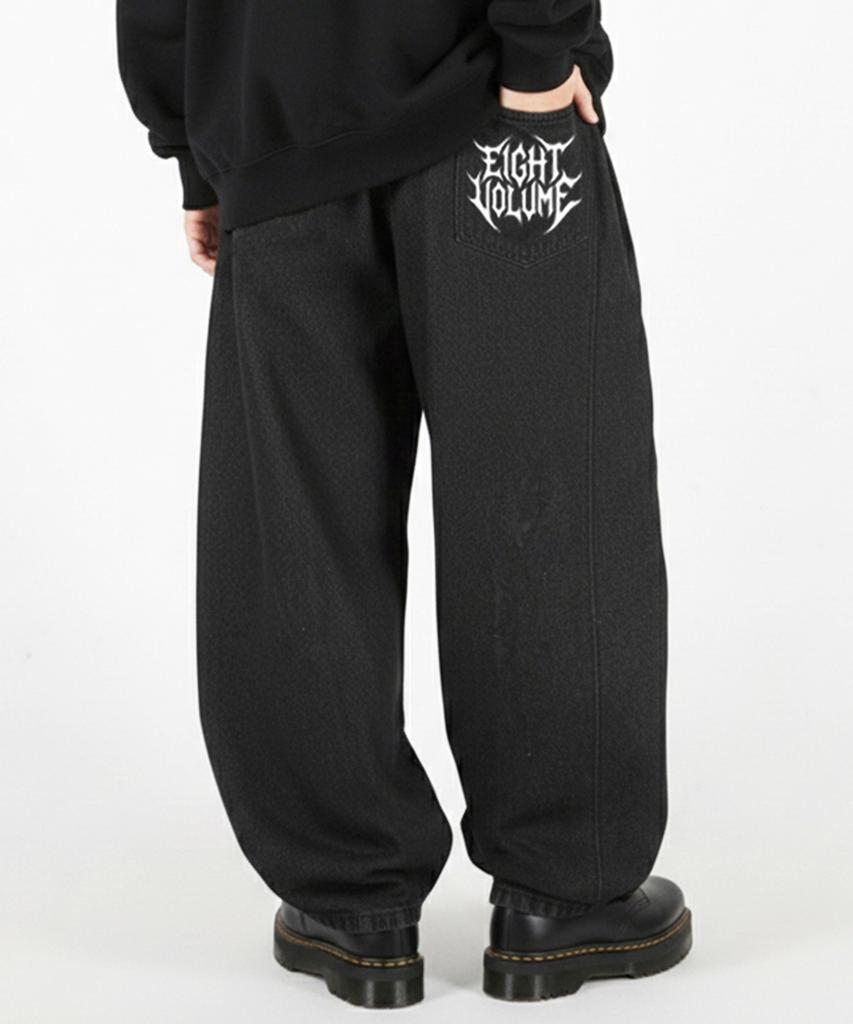 EIGHTVOLUME Ev Balloon Oversized Wide Elastic Denim Pants (Dark Denim)