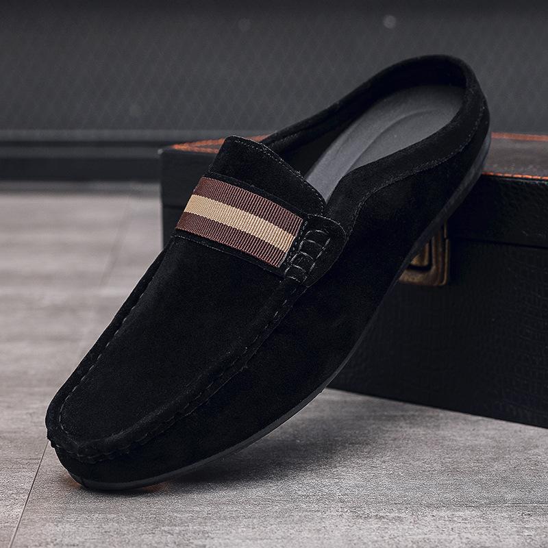 Men's Mules Lightweight Suede Casual Shoes New Men Lazy Leisure Breathable Half Support Slippers Slip On Walking Shoes Moccasin