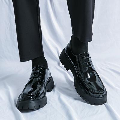Herren Freizeittrend Dicksohlige Lederschuhe Schnürschuhe Schwarz Vielseitiger Stil Party Hochzeit Outdoor Herren Heißverkaufende Freizeitschuhe