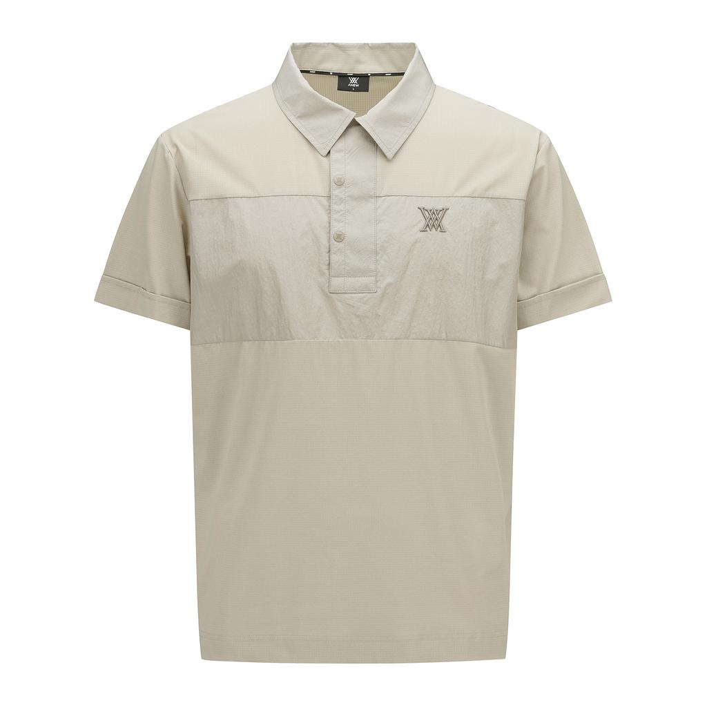 ANEW GOLF Men Woven Patch Point Short T-Shirt_Be