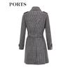 PORTS Women's Black-Grey Autumn/Winter Mid-Length Overcoat