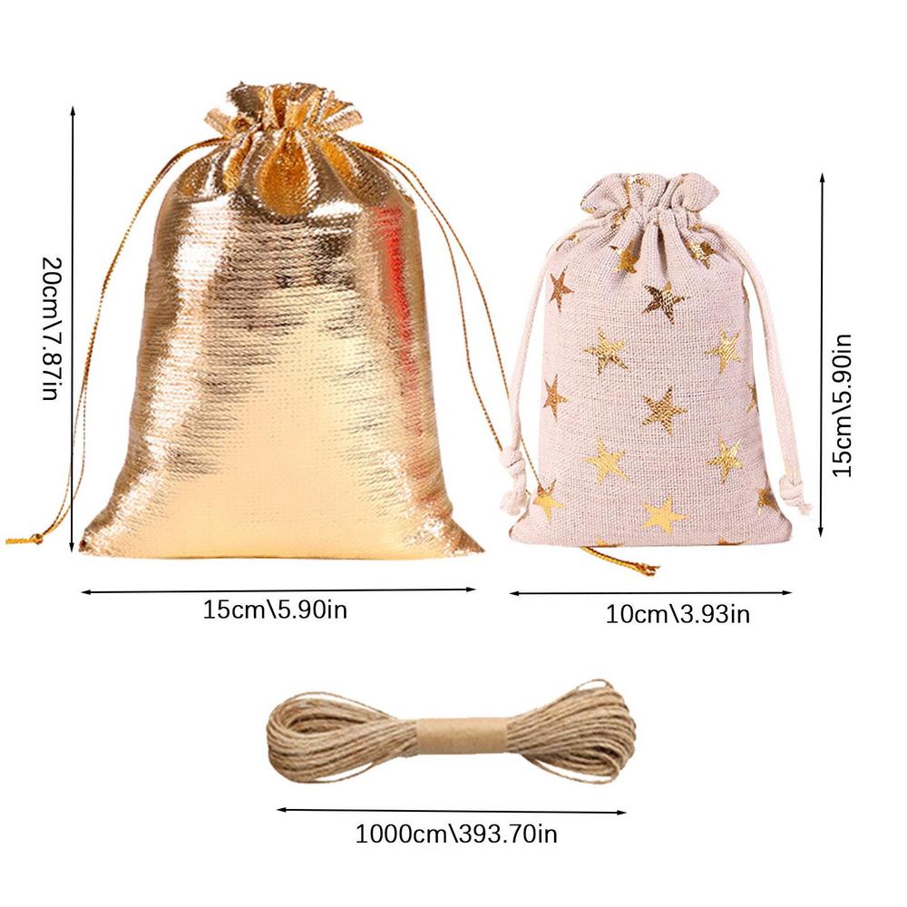 

Мешки для подарков на Рождество 24 шт. Рождественские мешочки для угощений Календарь Адвента Мешочки на завязках для подарков Рождественские мешочки для угощений белый