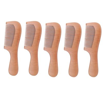5 Stück Holz Holzkamm Ergonomischer Griff Rutschfest Leicht Tragbar Enge Zinken Pfirsich