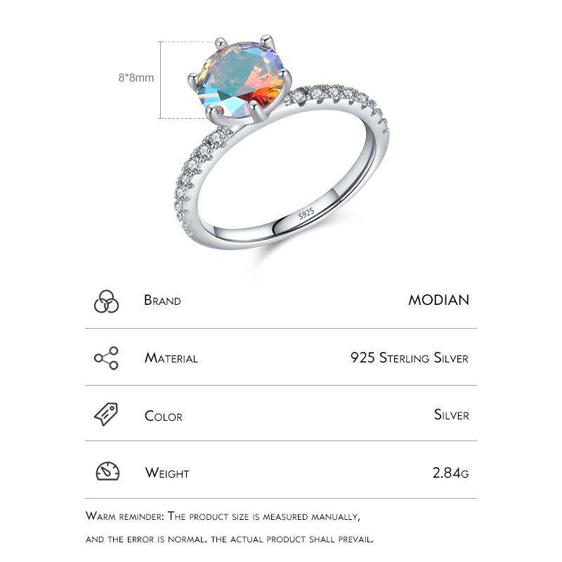 925 Sterling Silver Stunning Rainbow Color Geometric Heart Cubic Zirconia Cocktail Rings For Women Fashion Fine Jewelry