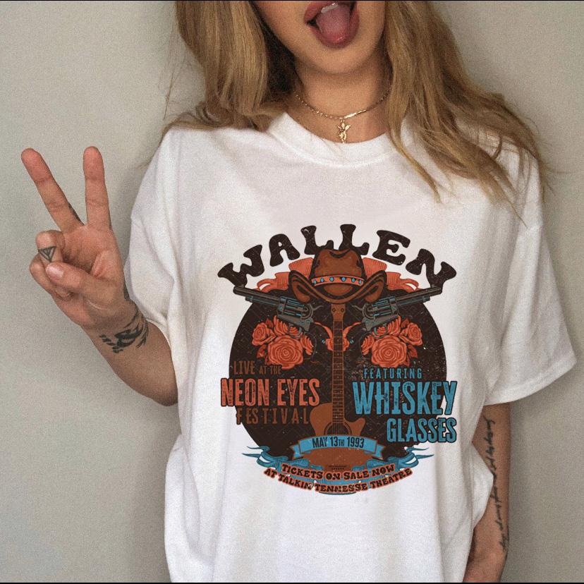 Women's T-shirt Western Cowboy Cartoon Letter Print Funny Cute Short Sleeve Ladies Fashion Casual Summer Women's T-shirt Graphic