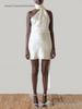 New Cross-Border Formal Dress: Women's Sexy Backless Short Skirt with Adjustable Halter Neck in Satin