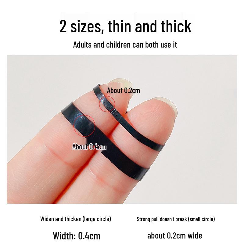 Children's Extra Thick Black Elastic Hair Ties - No Damage, High Elasticity