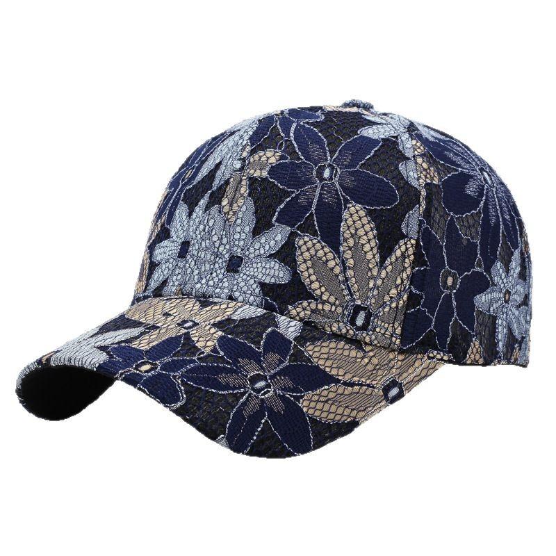 

Women s Lace Flower Baseball Cap Summer Breathable Mesh Sun Hat With Uv Protection, Korean Style Adjustable Casual For Outdoor 56-58CM синий