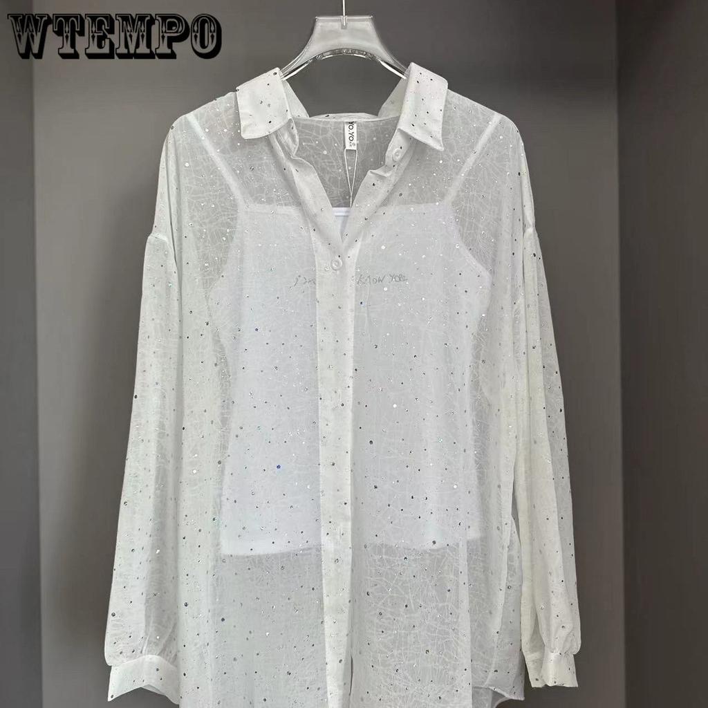 Sonnenschutzhemd Damenmode Locker Glitzernd Atmungsaktiv Langarm Sonnenschutzkleidung