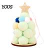 Plush Ball Ornaments Christmas Tree Ornament, Cute Pom Balls Tree-Shaped Hanging Pendant Multicolor Baubles with Star Topper for Wreath Home